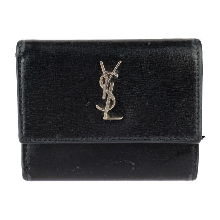 美品 サンローラン 箱付き 財布 コンパクト カサンドラ マトラッセ 金具 黒 SAINT LAURENT PARIS サンローランパリ コンパクト ウォレット 三