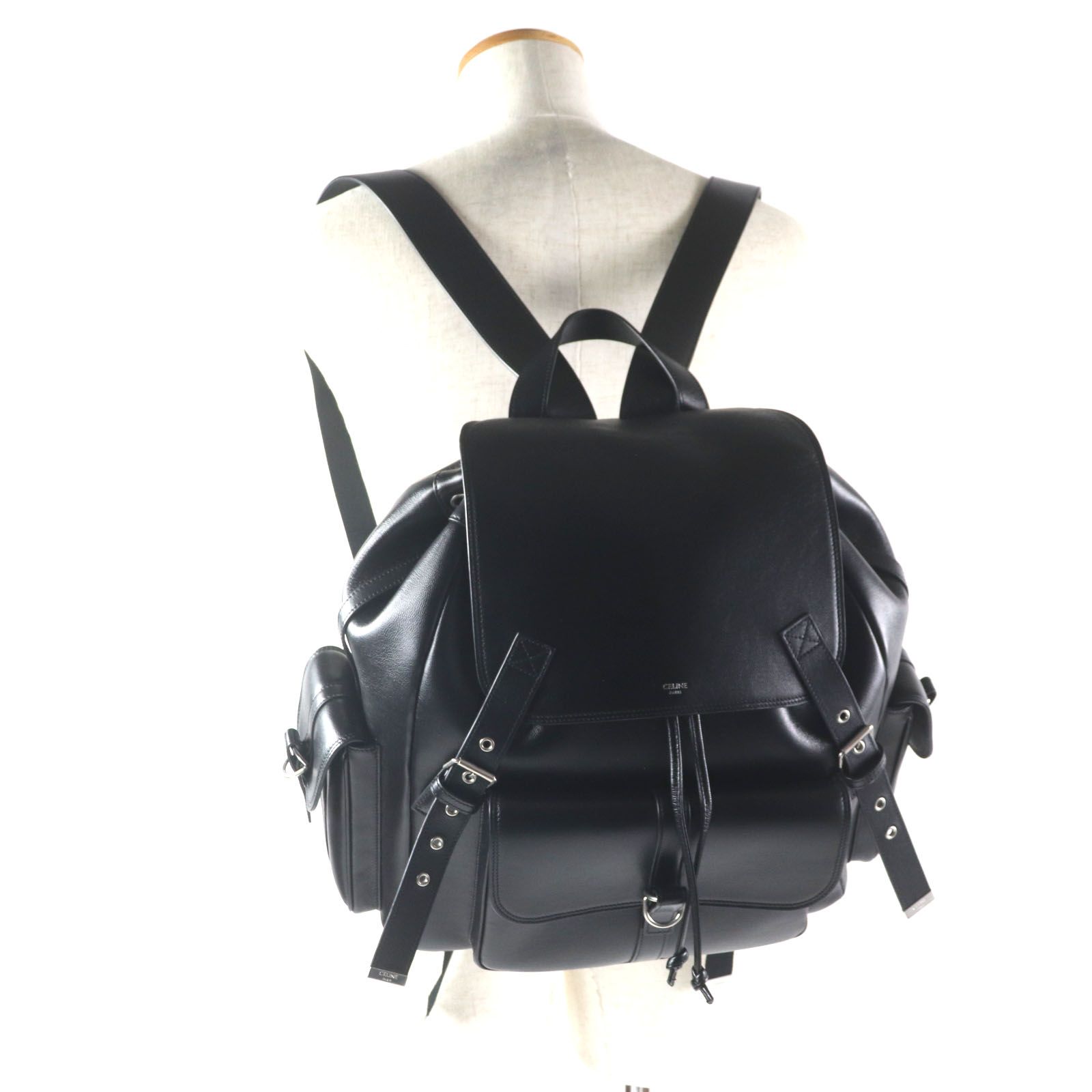 最新の激安 美品▽CELINE セリーヌ ロゴ刻印入り ラージ バックパック 11181 バッグ