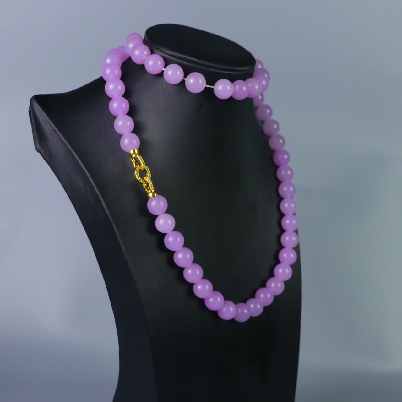 清代 宮廷御蔵 髙氷 宝石彫 紫宝石 ネックレス アクセサリ 置物 時代物 旧家蔵岀し 唐物 中国古 R090605