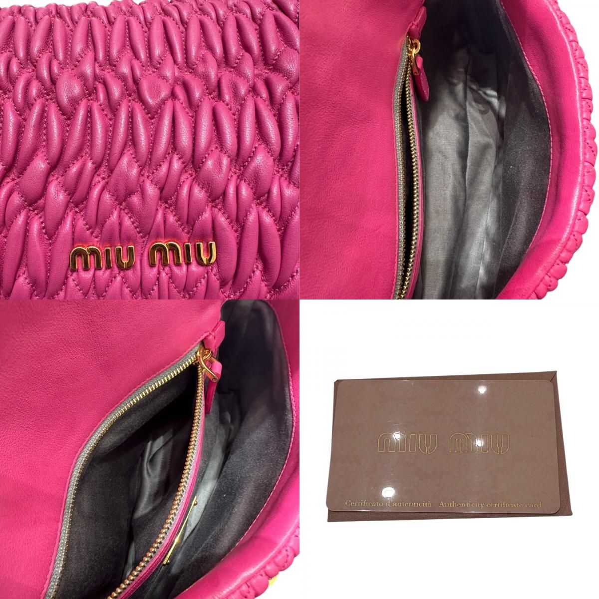 美品　\"MIU MIU \"ナッパレザーショルダーバッグ ミュウ ミュウ(Miu Miu)ミュウ ミュウ NAPPA ジョワ ミニバッグ