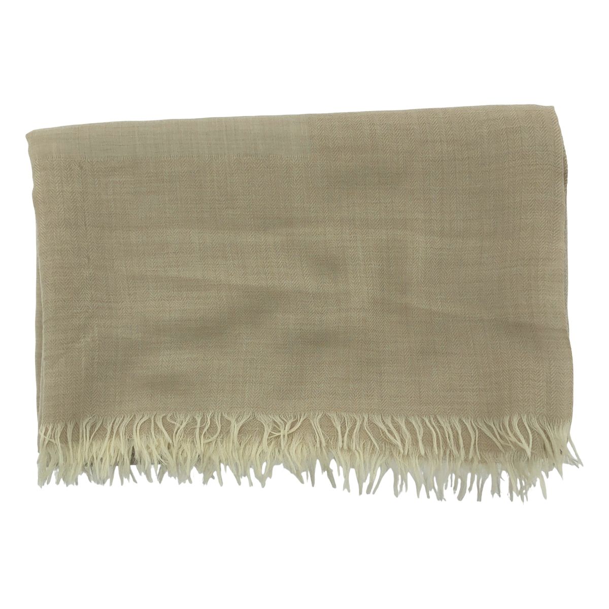 美品】 HERMES / エルメス | カシミヤ フリンジ ヘリンボーン 大判  