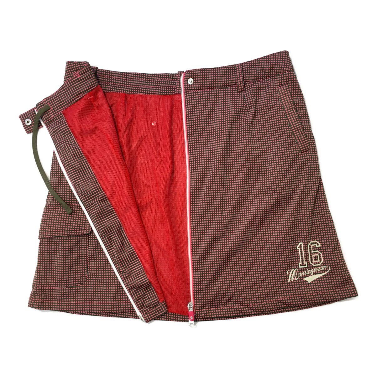 Munsingwear - coco 中古 マンシングウェア Munsing wear レディース スカート 3L ピンク×カーキ ダブルジップ 裏地メッシュ チェック 中古 レディース マンシングウェア Munsing wear スカート 3L