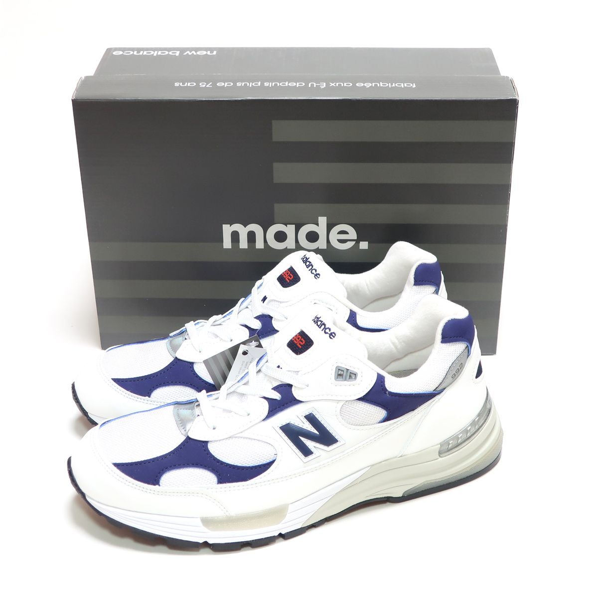 NEW BALANCE M992EC WHITE/BLUE MADE IN USA US12 30cm