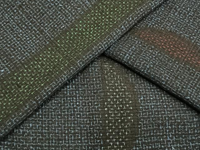 平和屋着物▽本場結城紬　重要無形文化財　単衣　80亀甲　縞　正絹　逸品　AAAV8397fy 平和屋着物▽本場結城紬 重要無形文化財 単衣 80亀甲 縞 正絹 逸品