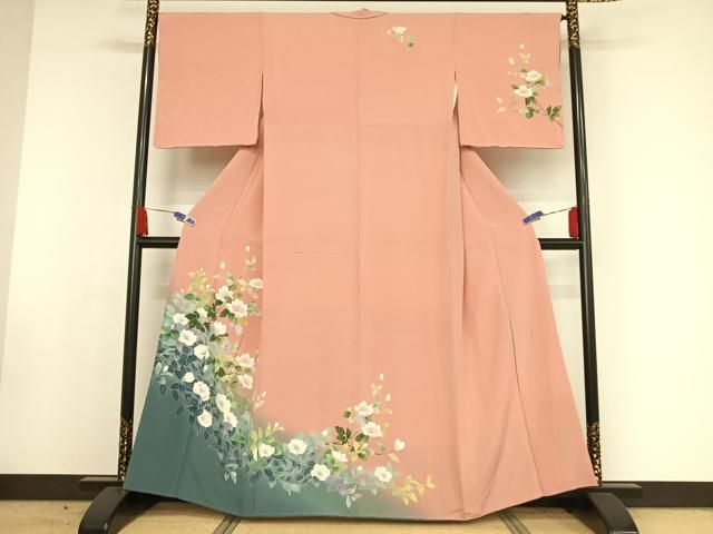 平和屋着物○十日町友禅 女流作家 遠田藤舟 訪問着 草花文 暈