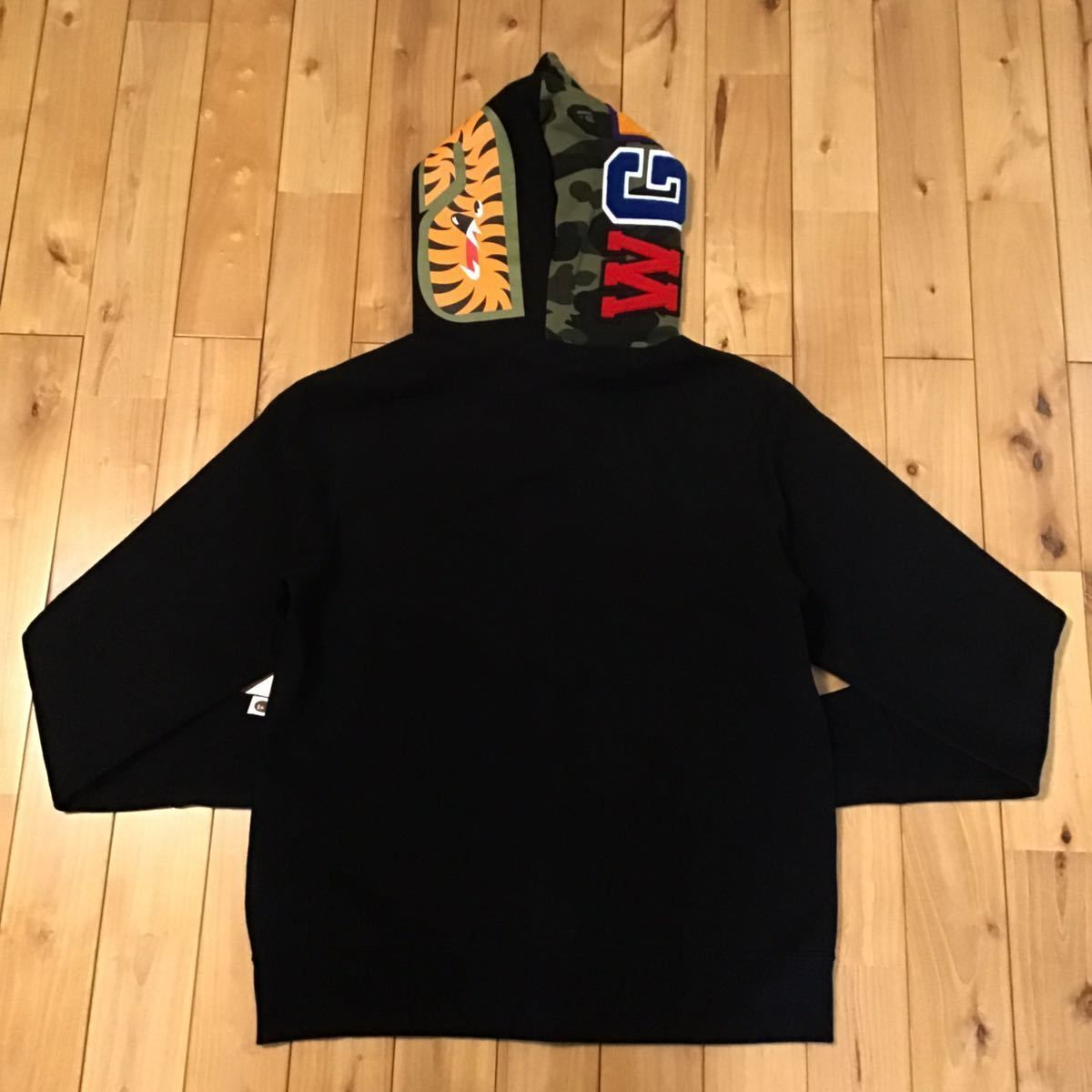 Crazy face tiger shark full zip hoodie Lサイズ black × 1st camo a bathing ape  BAPE タイガー シャーク パーカー エイプ ベイプ - メルカリ