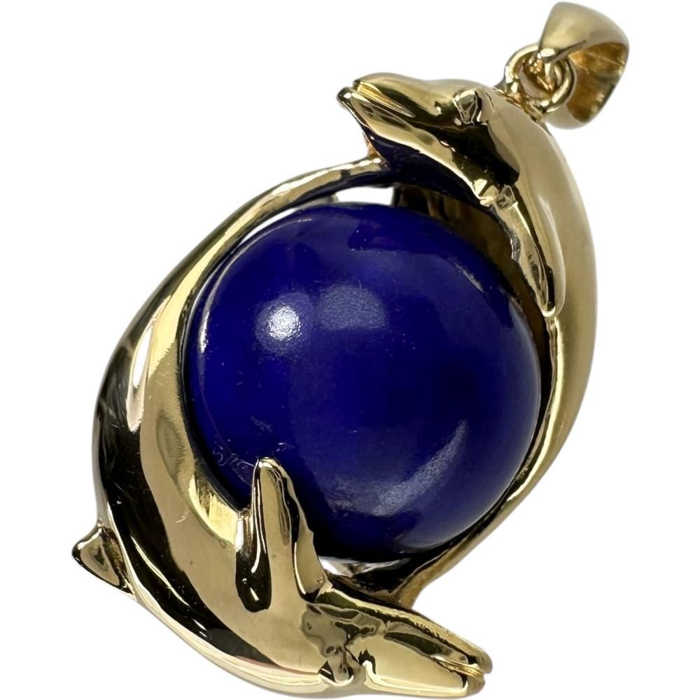 イルカデザイン ラピスラズリ ペンダントトップ K18ゴールド 18金 6.8g