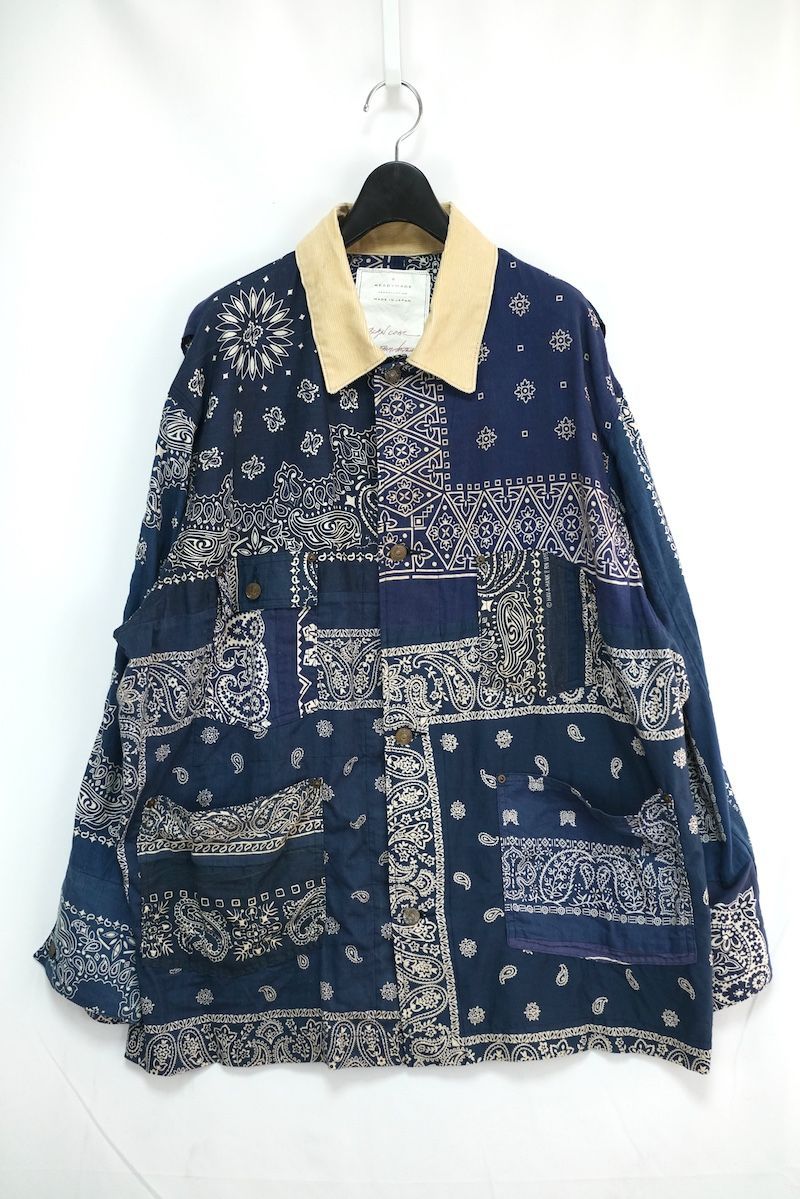 READYMADE レディメイド BANDANA BURN COAT バンダナ バーン コート NAVY サイズ2 ペイズリー柄 RE-CO-NV-00-00-112