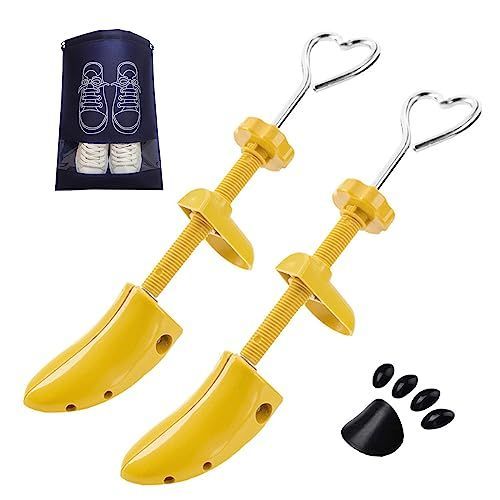 キッズ_12~21cm [Twinkle Bubble] シューズストレッチャー シューキーパー シューズフィッター 靴サイズ調整 靴伸ばし プラスチック シューズバッグ付き 靴ズレ 靴プラシ メンズ レディース 一セット＝2枚 左右兼用 (キッズ専用(12~