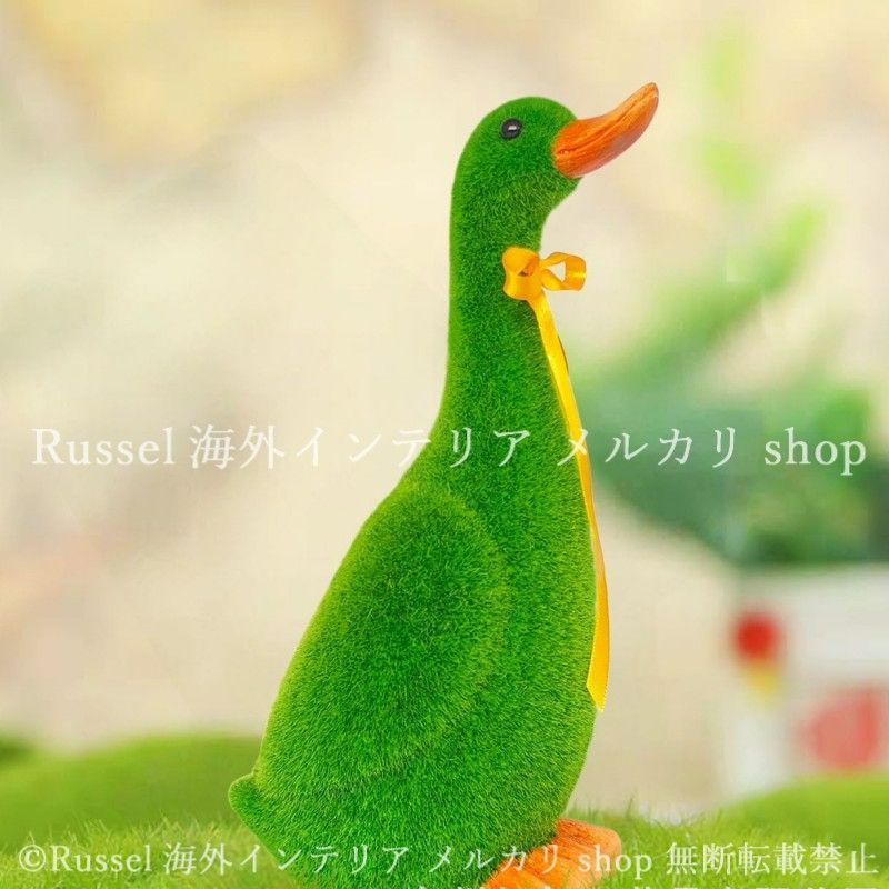 ガーデンオブジェ アヒル フェイクグリーン 樹脂 あひる 鳥 緑 置物 ガーデンオーナメント ガーデニング 雑貨 ガーデン雑貨 ガーデンインテリア ガーデン インテリア 庭の装飾 お洒落 おしゃれ 8-14