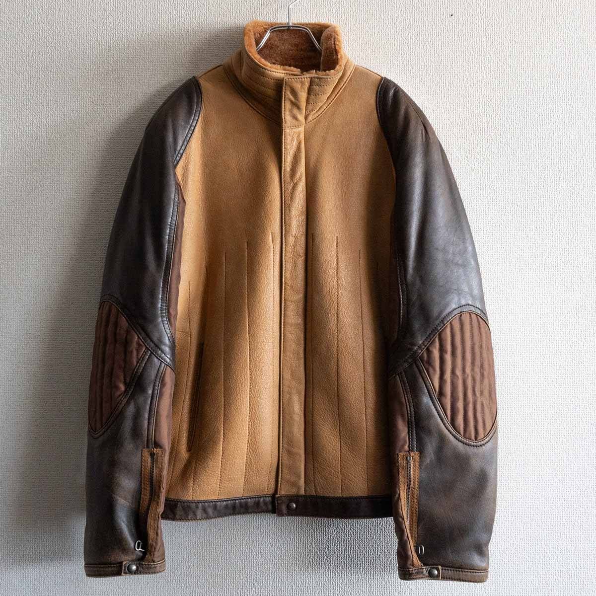 低価格 高級品】HUGO BOSS【ムートン ライダースジャケット】50 レザー ジャケット・アウター