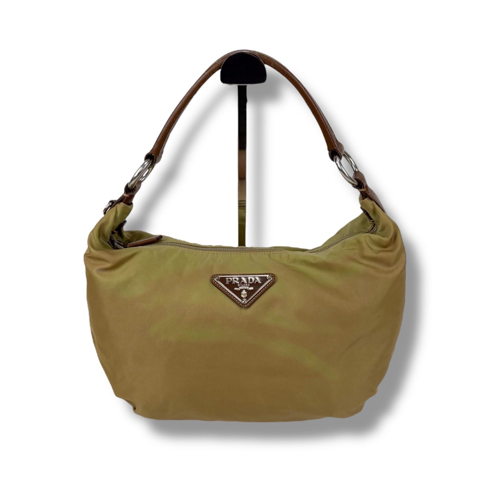 プラダ　PRADA ショルダーバッグ　テスートナイロン　グリーン　トライアングル 楽天市場】【中古】PRADAトライアングルショルダーバッグ
