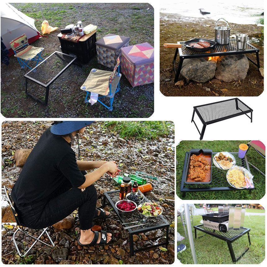アウトドアテーブル3台セットキャンプキャンプ用品55×30cm折りたたみフルメッシュミニテ焚き火テーブルテーブルフィールドラック