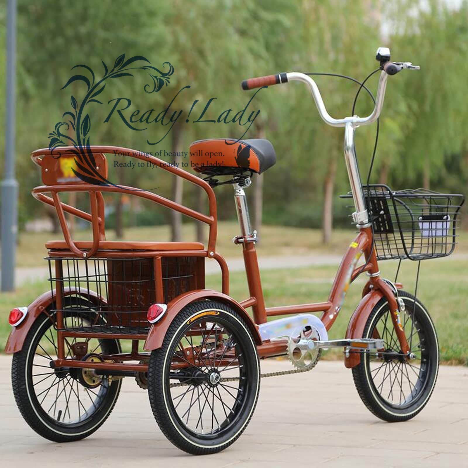 三輪自転車、16インチ大人用三輪車アウトドアスポーツ3輪自転車高炭素