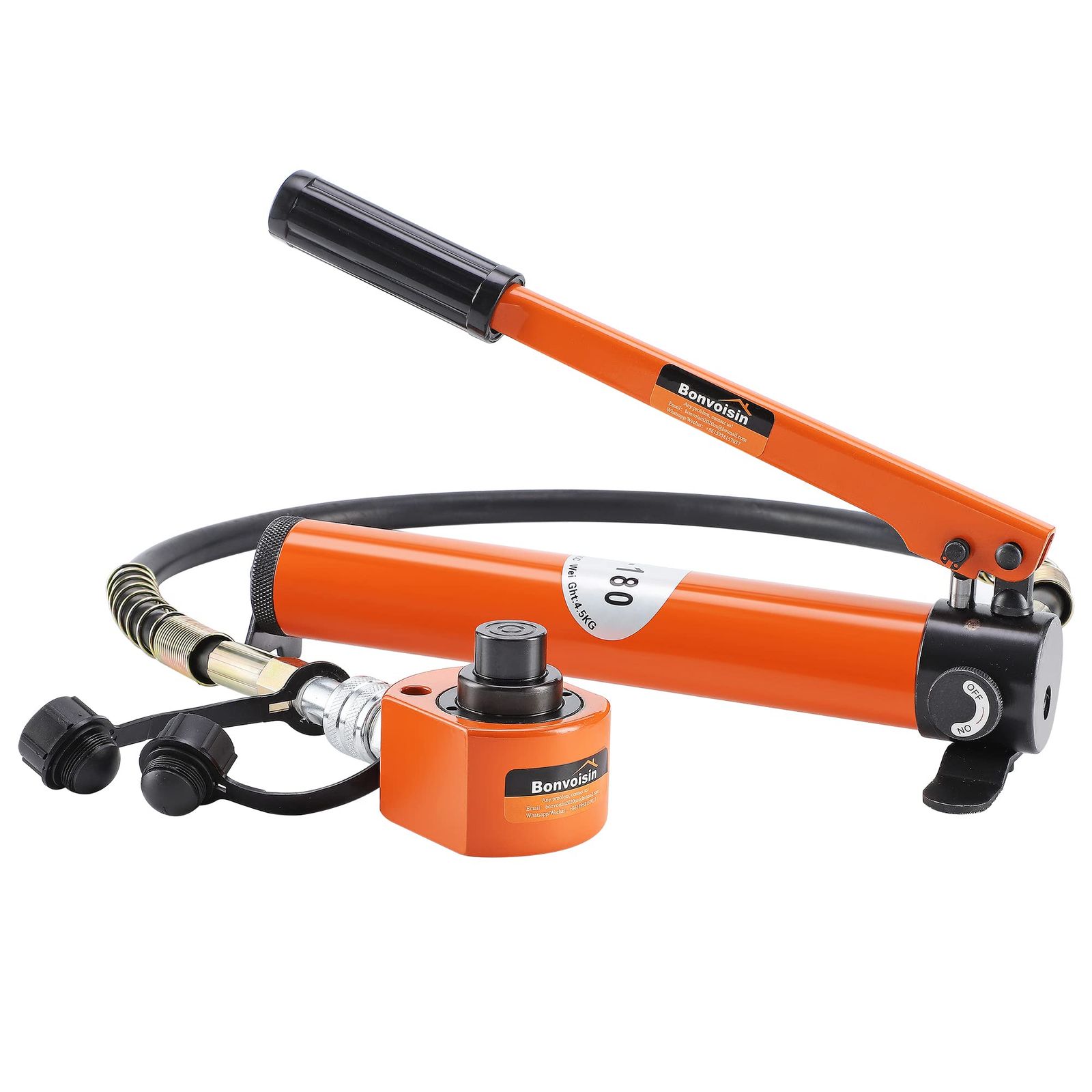 商品 Bonvoisin 油圧ジャッキ ボトルジャッキ 多段式 ポンプ付き 小型 揚力10t 軽量 建築 機械 災害救援 狭い場所で大活躍 日本語取扱説明書付き 10Tジャッキ CP-180