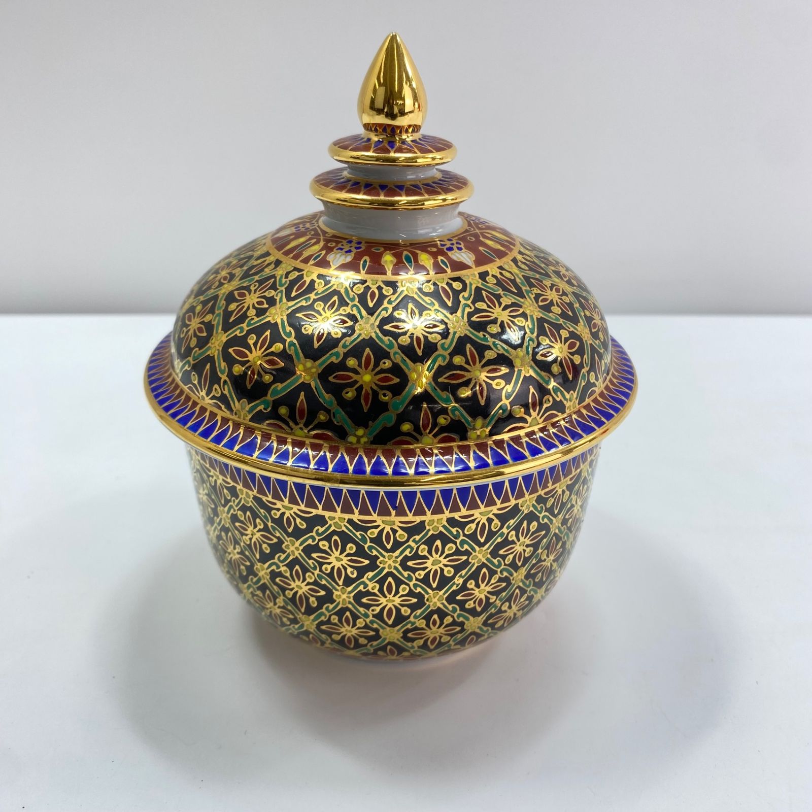 ベンジャロン燒 小物入れ 陶器 タイ 工芸品 雑貨 ベンジャロン焼き 陶磁器 タイ 伝統工芸 小物入れ ミニカップ 蓋