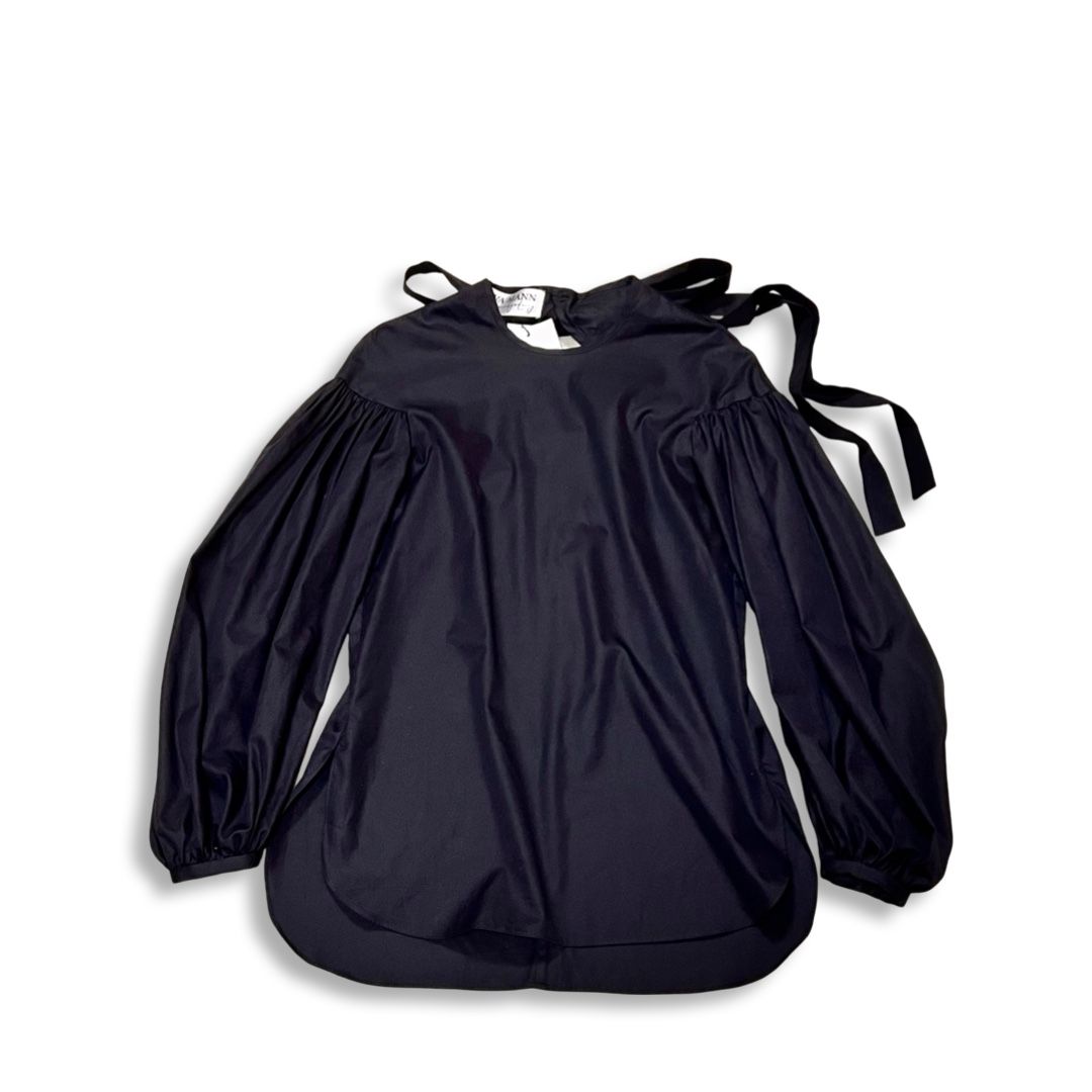 EVA MANN エヴァマン Kathrin 未使用 タグ付き ボリューム スリーブ リボン ブラウス ブラック size 9 レディース