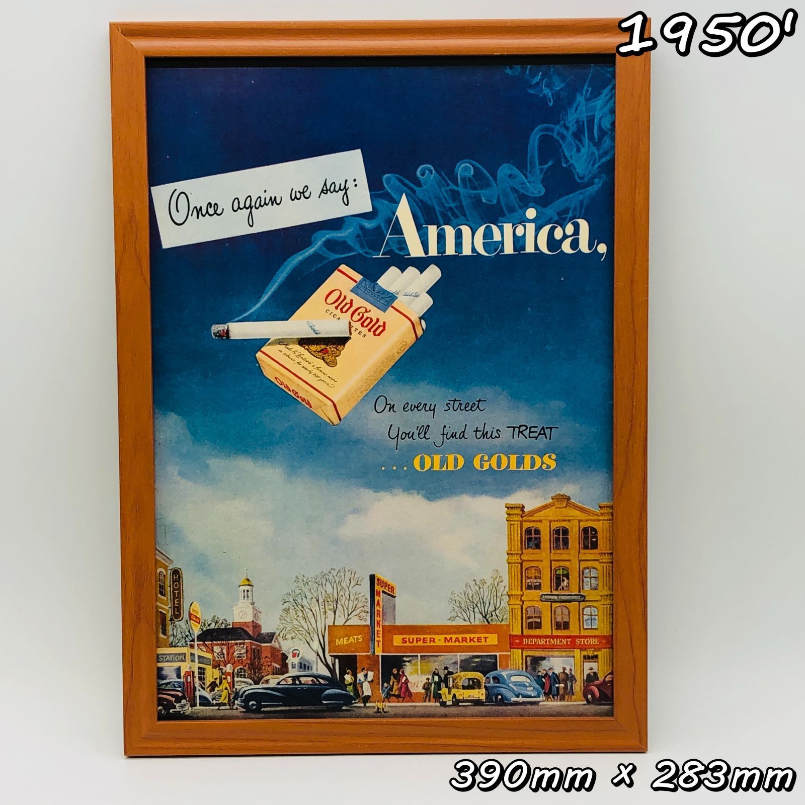ビンテージ 広告 ポスター フレーム付 『 オールドゴールド 煙草 (Old Gold) 』 1950's ※当時物 オリジナル アメリカ 輸入雑貨  ヴィンテージ アドバタイジング レトロ ( AZ1709 ) - メルカリ