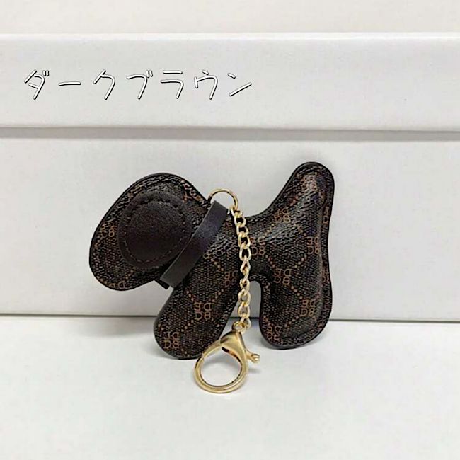 犬 モチーフ レザー バッグチャーム モノグラム 総柄 合皮 犬 犬
