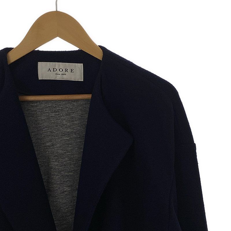ADORE ネイビー ノーカラージャケット 2024AW ADORE ウールサキソニーノーカラージャケット - メルカリ