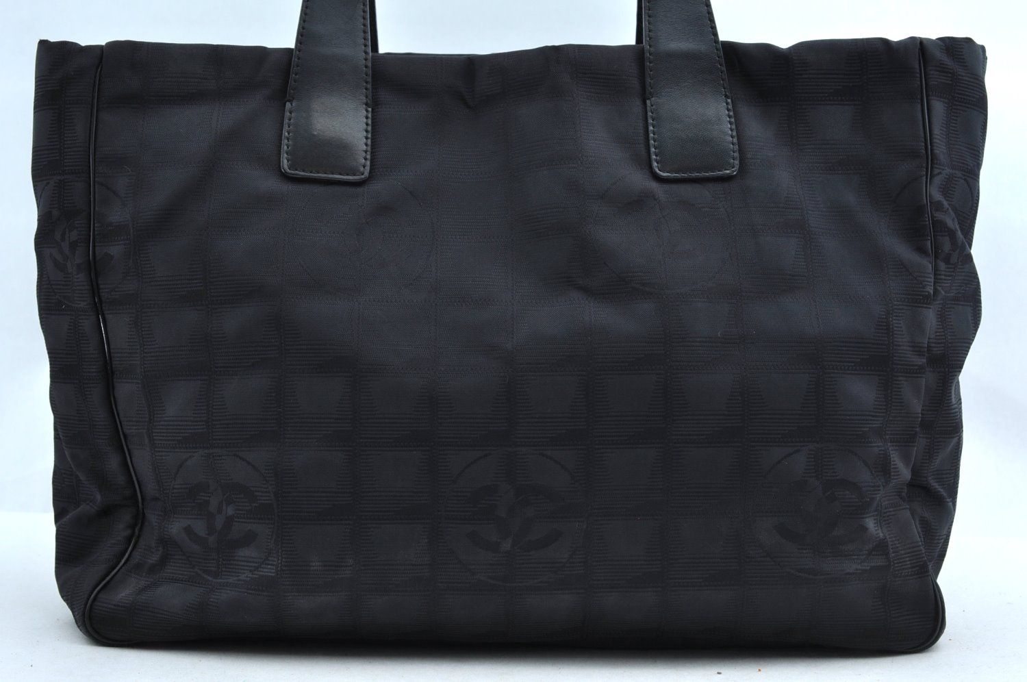 CHANEL シャネル ニュウ トラベル ライン ショルダートートバッグ ナイロン レザー ブラック L2457