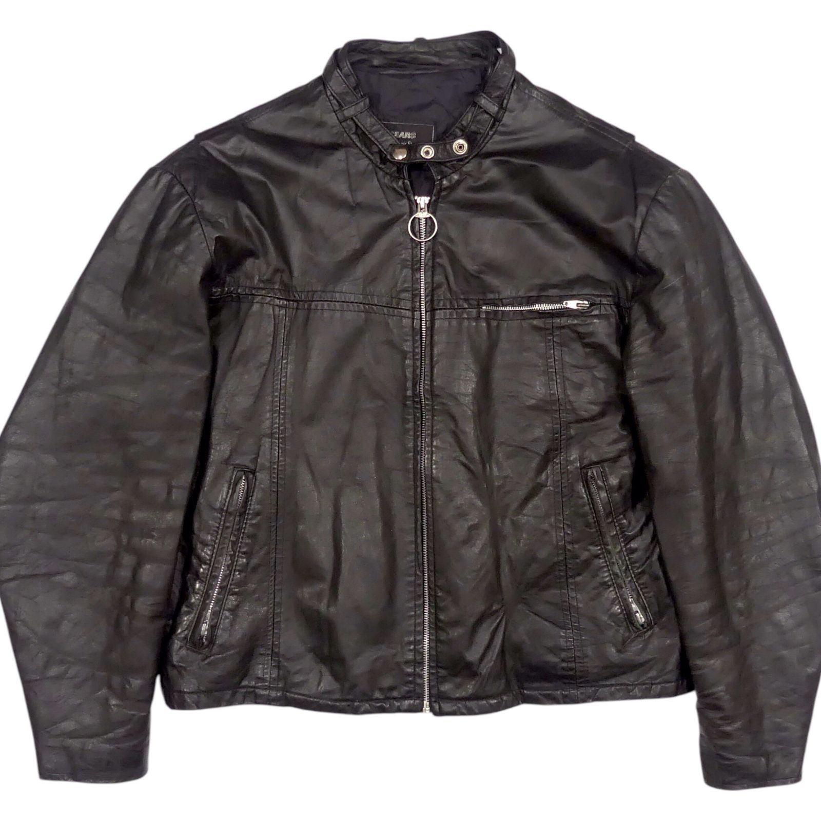 ▪️70‘s【SEARS】 LEATHER JACKET シアーズ レザー 黒 70年代 シアーズ アメリカ製 革ジャン 黒 ブラック パンク