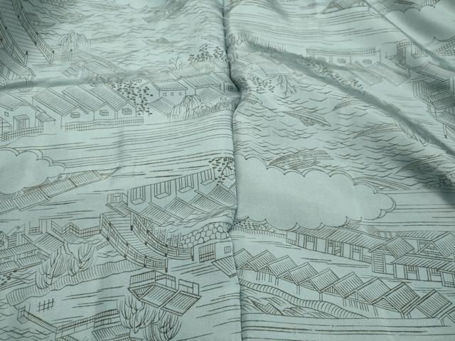 平和屋着物○男性 紬 アンサンブル 高麗納戸色 正絹 逸品 DAAT1348tw