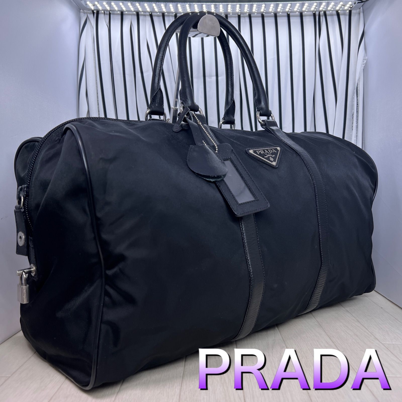 【美品】PRADA×プラダ 特大パドロックボストンバッグ 美品】PRADA×プラダ 特大パドロックボストンバッグ