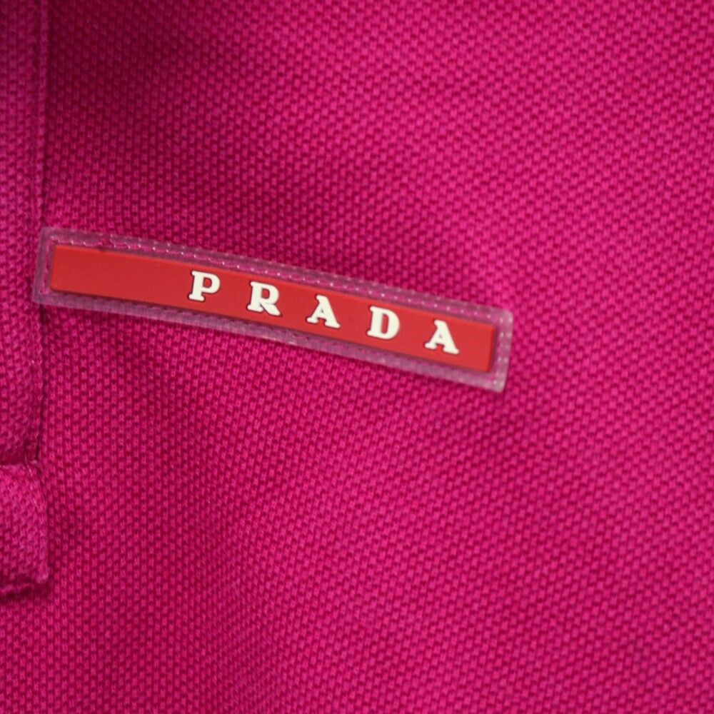 PRADA SPORTS プラダスポーツ　半袖　シャツ　レッド　レディース PRADA SPORT (プラダ スポーツ) ラバーロゴ 半袖 コットン