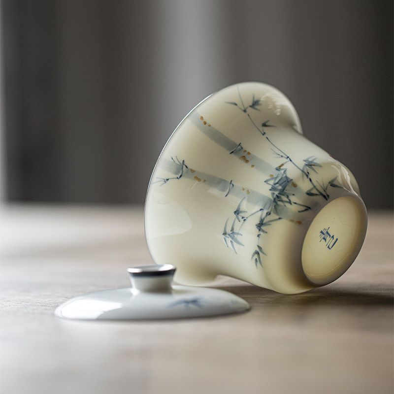 金縁　竹筒陶器 金縁竹筒陶器