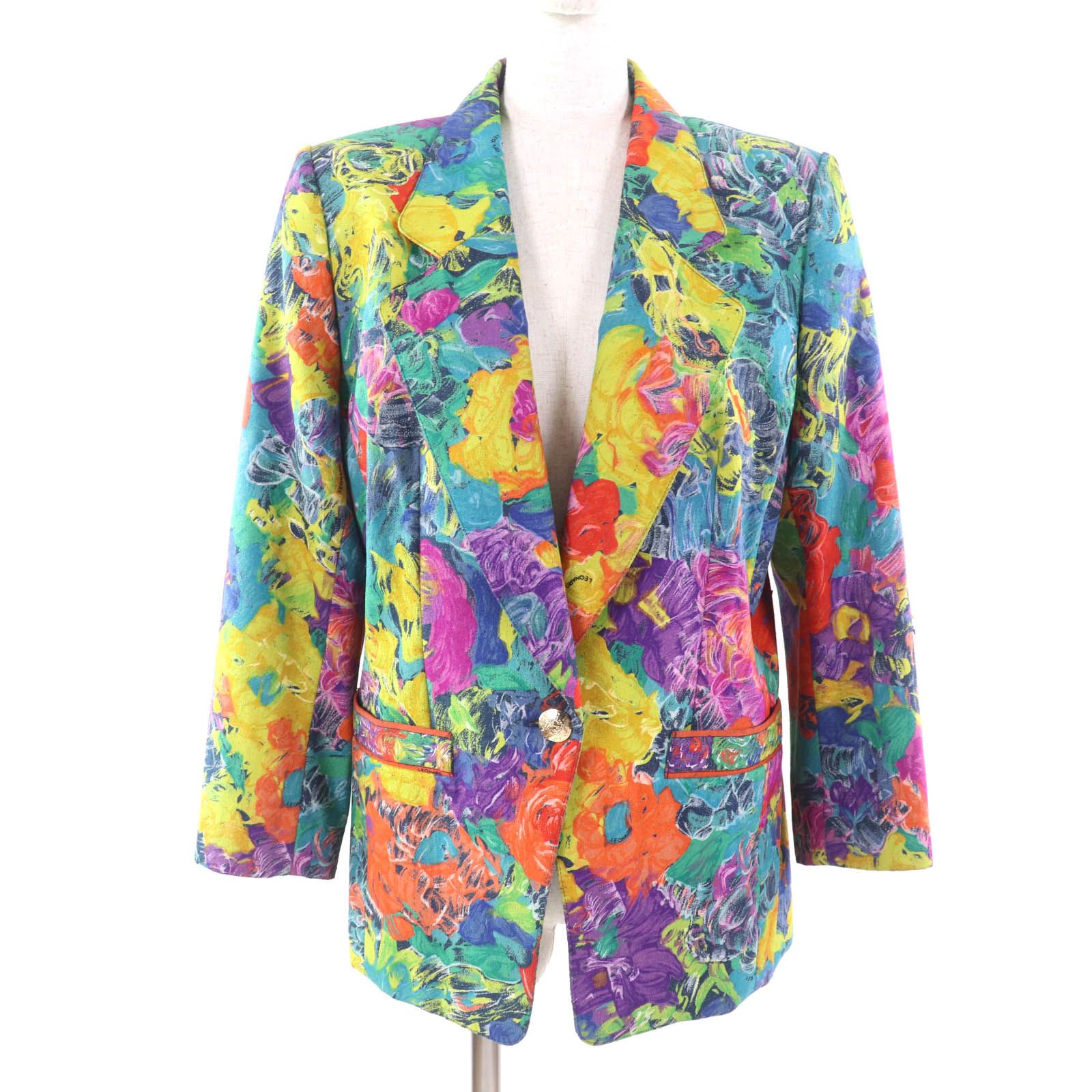 レオナール　花柄　テーラードジャケット　フラワープリント　LEONARD 極美品☆LEONARD FASHION レオナール ファッション シルク100