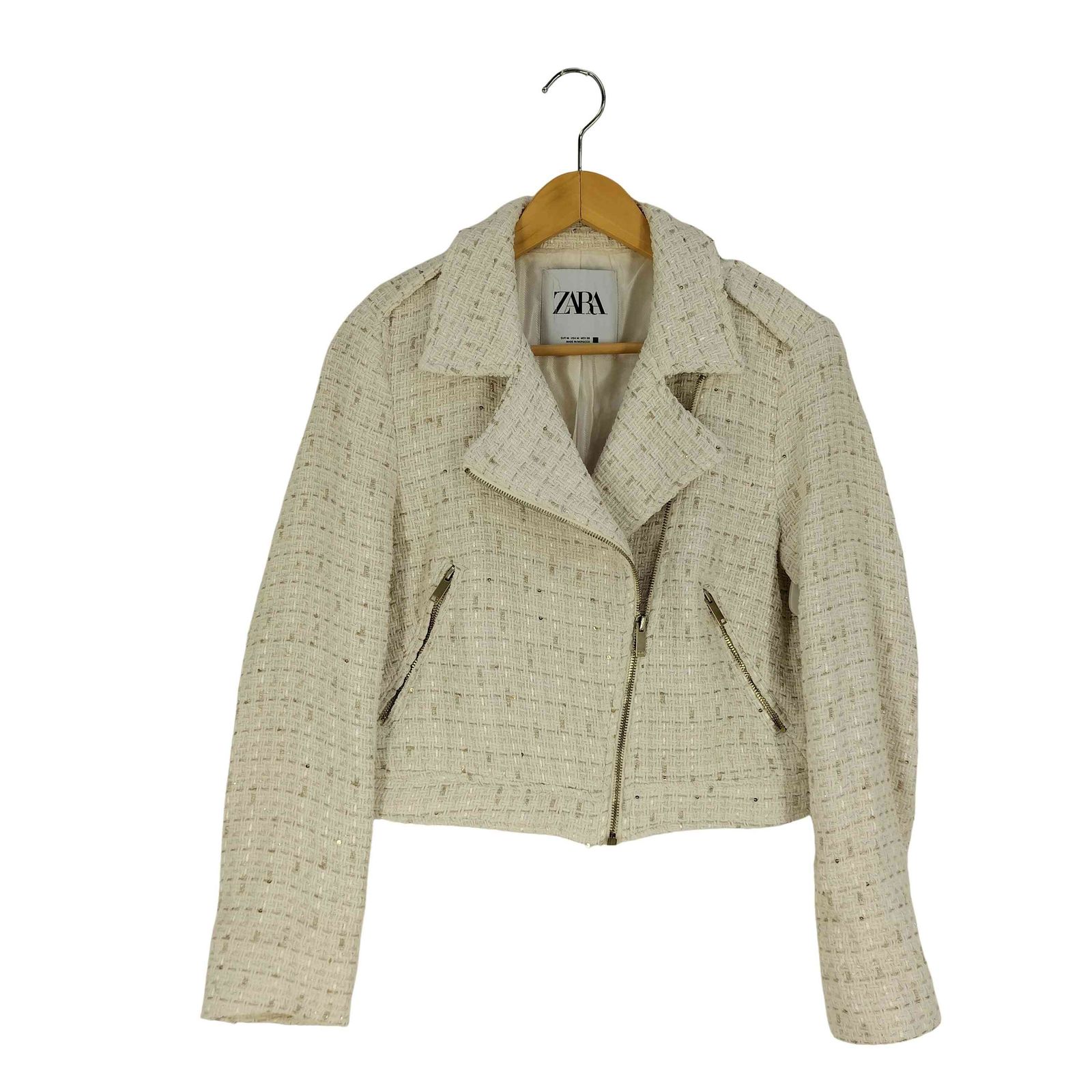 ZARA ジャケット ZARA】取り外し可能な襟付きボンバージャケット 5854/403/500