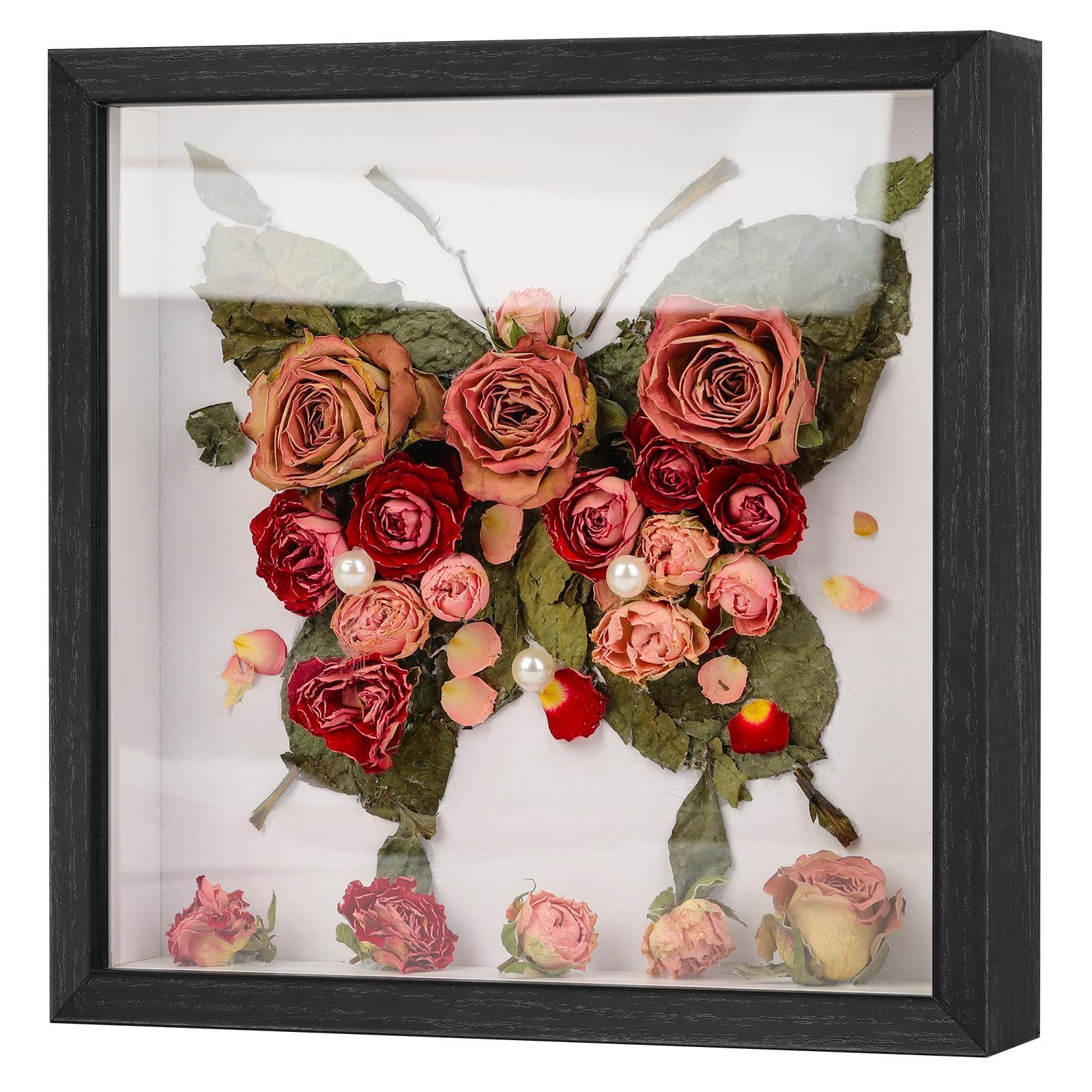 デコパージュ シャドーボックス 額装 立体 薔薇
