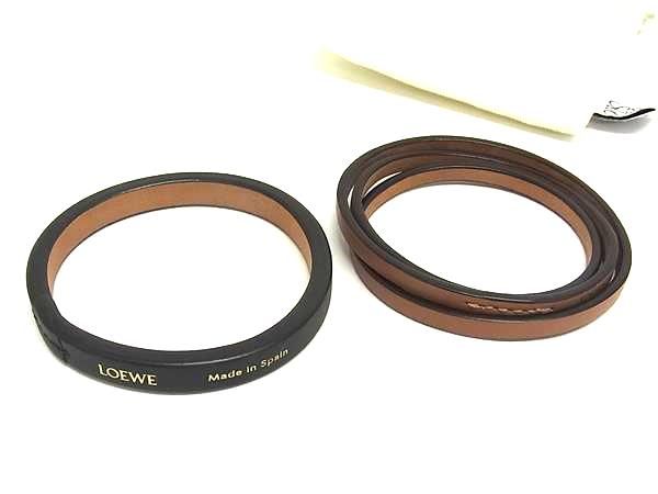 LOEWE ロエベ レザー ３連 ブレスレット バングル ２点セット アクセサリー レディース ブラウン系×ブラック系 FG3891