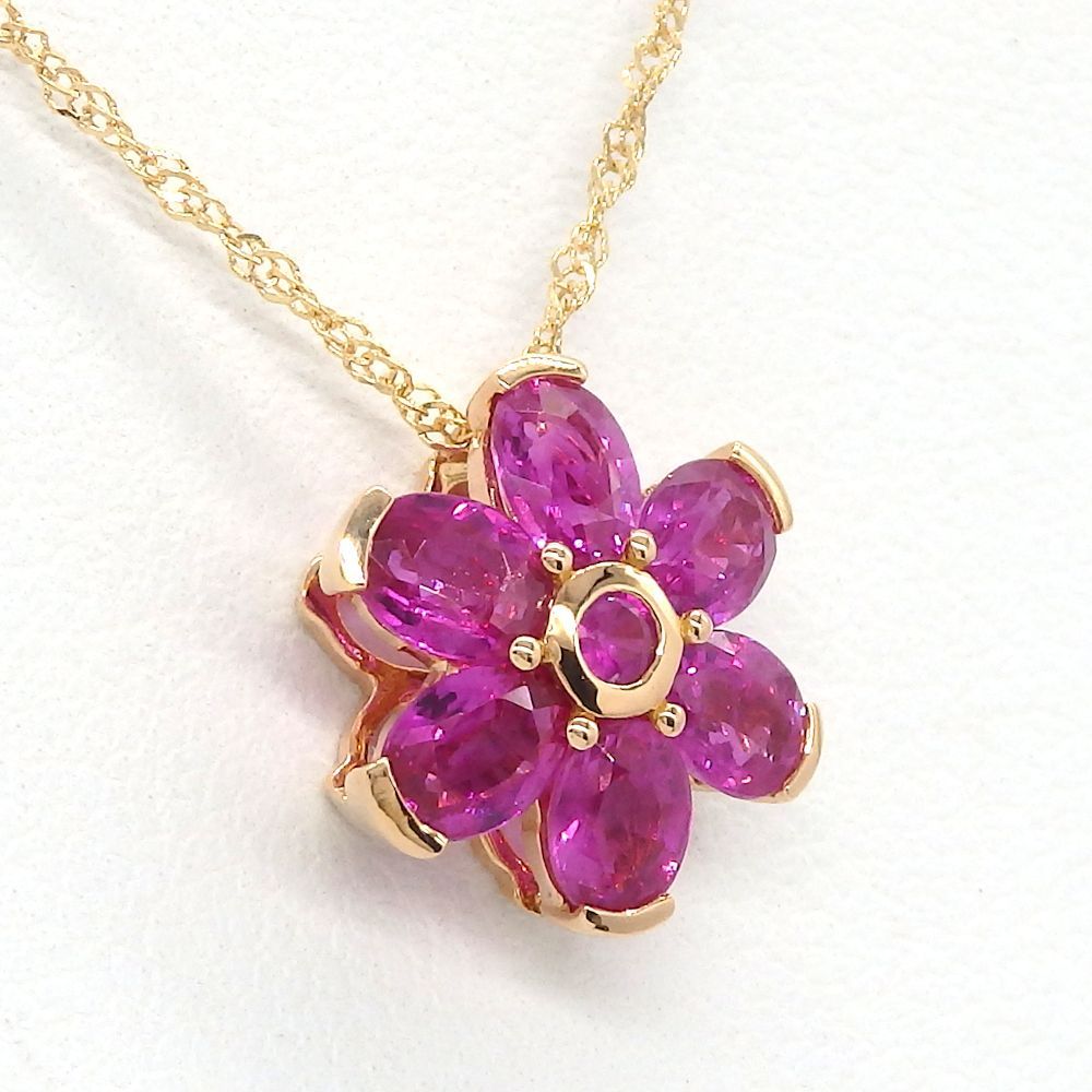 ピンクサファイヤ1.00ctダイヤ0.16ct K18WGネックレス 5587-1986