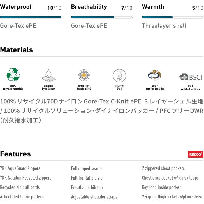 25-26 JONES ジョーンズ スノーボード ウェア Shralpinist Stretch Recycled 3L Bib シャルピニスト ビブパンツ 日本 WHITEMONARCHHOTEL_COM