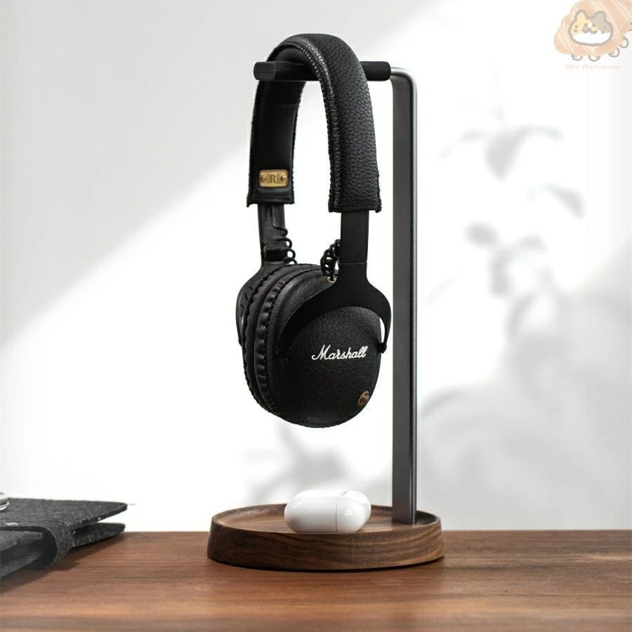 ヘッドホンスタンド おしゃれ 天然木 高級ブラック