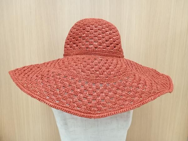 Helen Kaminski ヘレンカミンスキー Raffia Hats ラフィアハット リゾートハット つば広 15cm サイズ調節紐あり 約56cm レッド 夏