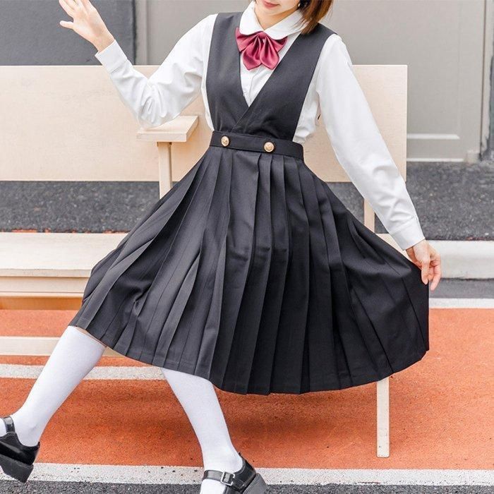 女子高生サロペット制服スカートプリーツスカートセーラー服学生制服JK春秋春夏スクールスカート学生服高校生学生おしゃれ無地体型カバー - メルカリ