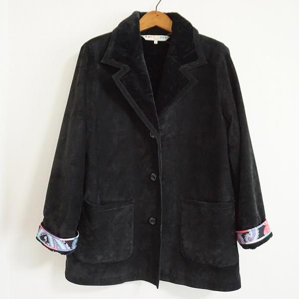 #wnc レオナールスポーツ LEONARD SPORT コート 42 黒 中綿 豚革 ムートン調 レディース [877157]