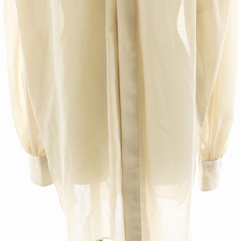 ハイク HYKE 22SS シャツ ブラウス 長袖 バンドカラー 切替 シースルー シアー 麻 リネン 1 ベージュ 221-15160 /AN26 レディース ハイク HYKE 22SS シャツ ブラウス 長袖 バンドカラー 切替