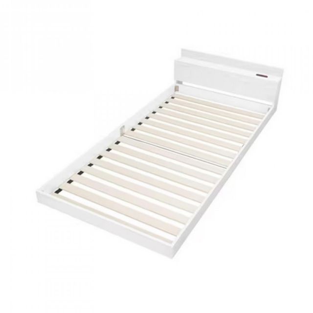 アイリスオーヤマ フロアベッド シングル FBM-S ホワイト ローベッド 2口コンセント すのこ