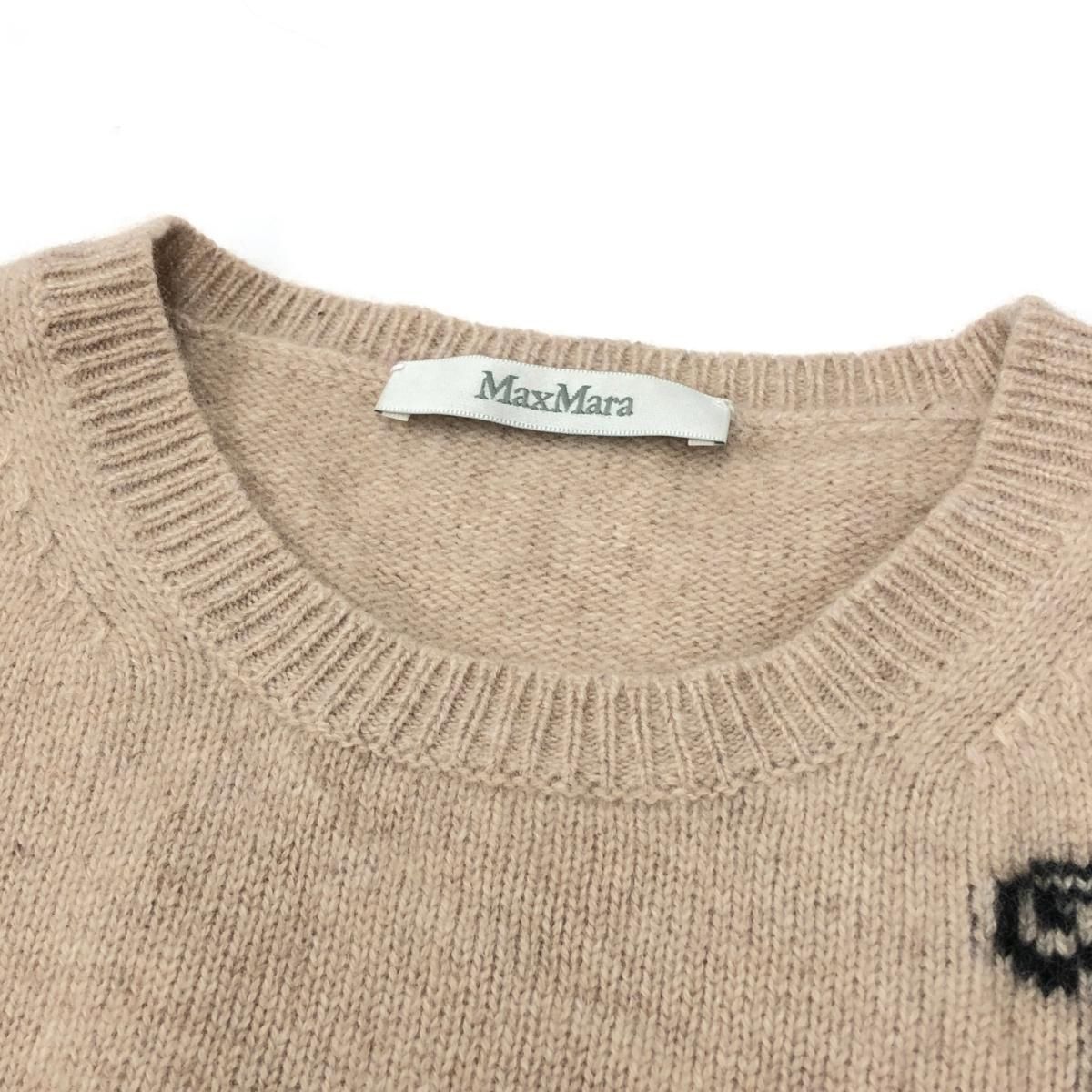 良好 MAX MARA マックスマーラ  アイコンニット Mサイズ  ベージュ カシミヤ100％ レディース 長袖 クルーネック　240002225359 レディース 良好 MAX MARA マックスマーラ アイコンニット Mサイズ