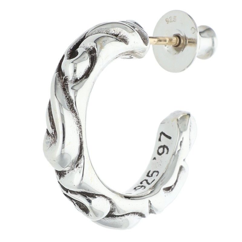 クロムハーツ HOOP SCROOL 1 スクロールフープ シルバーピアス メンズ