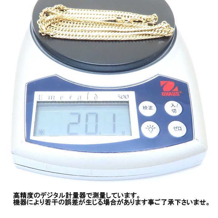 喜平ネックレス K18YG イエローゴールド 6面 ダブル 50.5cm 20.1g メンズ 76306 FJ