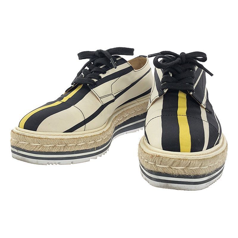 PRADA / プラダ | シルク ストライプ エスパドリーユ プラットフォーム 