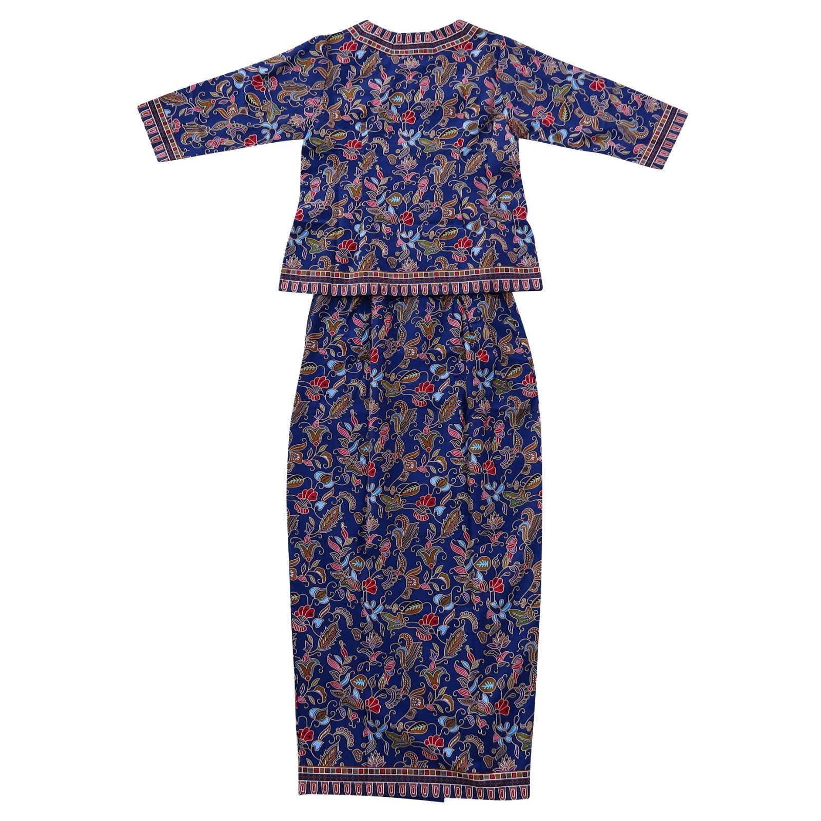 サロンケバヤ シンガポール航空キャビンアテンダント制服風 ジャケット＆スカート セットアップ ブルー アジアン民族衣装 エステサロンユニフォーム サロンクバヤ 青 CA制服風 コスプレ パーティドレス メール便 170593