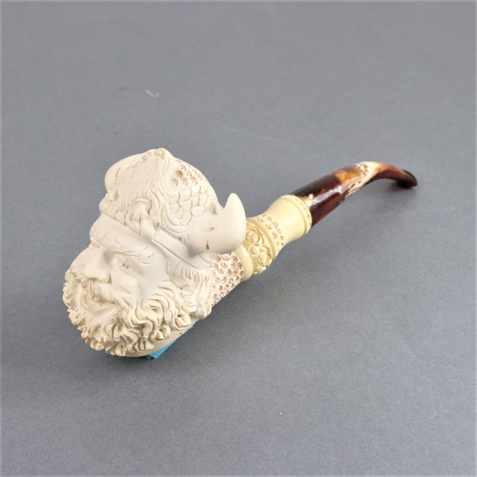 メシャムパイプ トルコ 喫煙具 キセル アンティーク 人面彫刻 海泡石