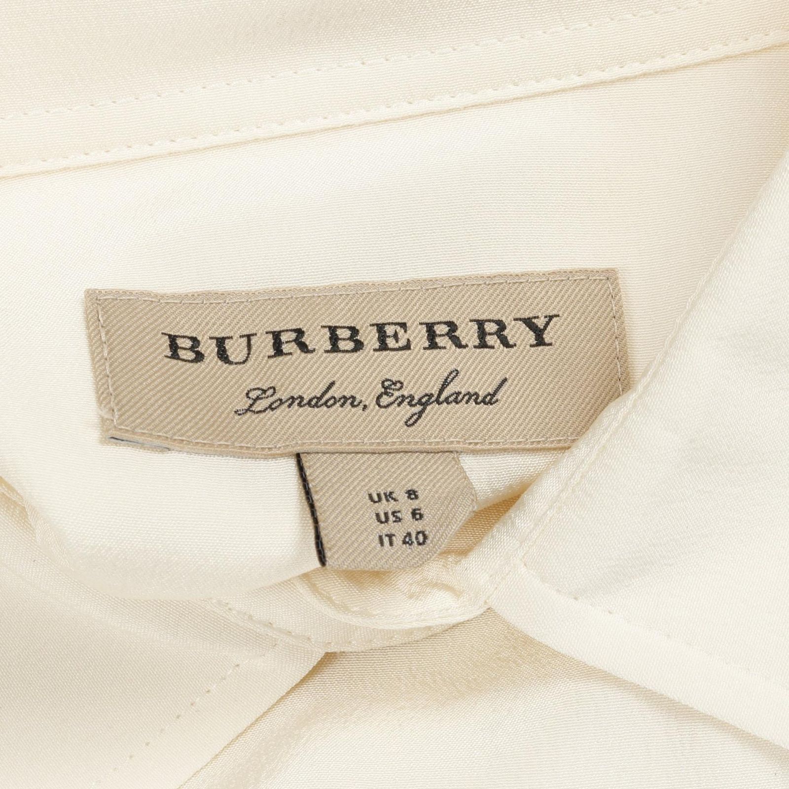 バーバリー BURBERRY ブラウス ホワイト シルク シャツ レディース Used B