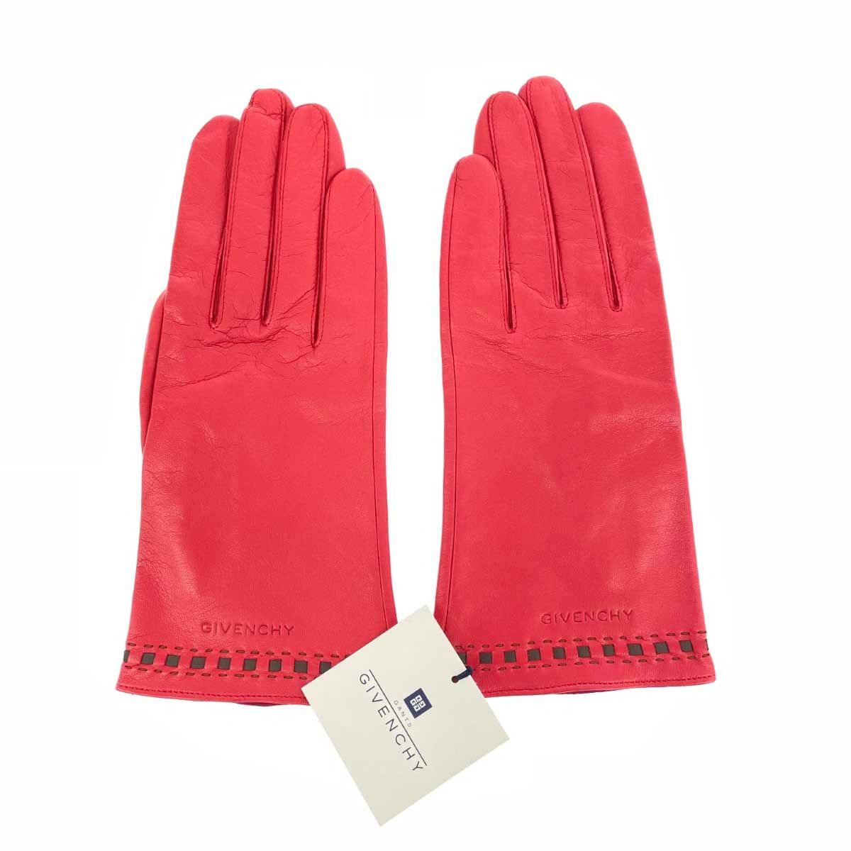未使用品 GIVENCHY ジバンシィ   手袋  レッド  羊革 レザー レディース　240001122912